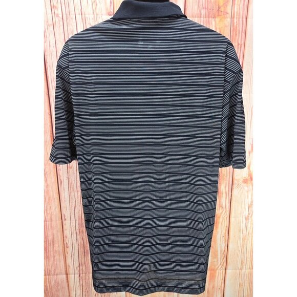 Nike Golf Mens Dri-Fit Performance Vented Polo Large Black Striped - Picture 2 of 8